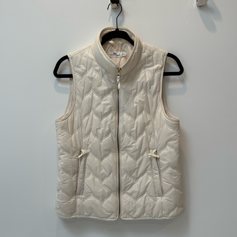 Vineyard Vines | Nylon Quilted Cream White Puff Vest Medium